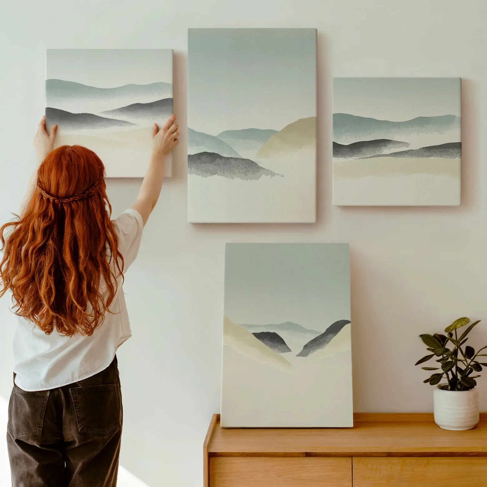 Obraz canvas 4 częściowy Góry pastele |40x40, 40x60| Wallfluent