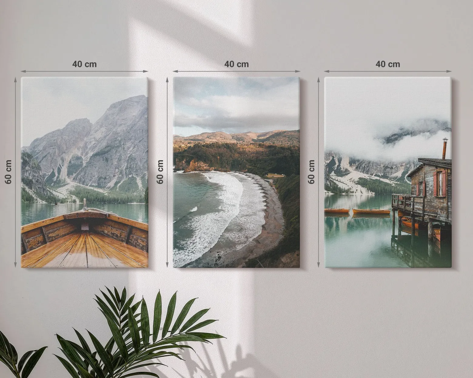 Obraz canvas 3 częściowy Jeziorne góry | 3x40x60 | Wallfluent