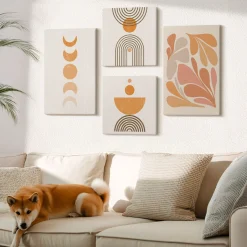 Obraz canvas 4 częściowy Kształty pomarańcz |40x40, 40x60| Wallfluent