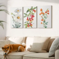 Obraz canvas 3 częściowy Retro kwiaty | 3x40x60 | Wallfluent