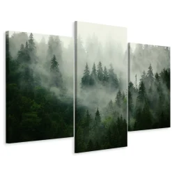 Obraz Ścienny Tryptyk LAS WE MGLE Efekt 3D 60x40cm