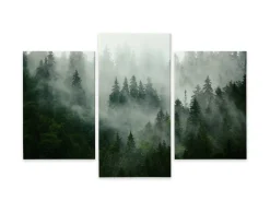 Obraz Ścienny Tryptyk LAS WE MGLE Efekt 3D 60x40cm