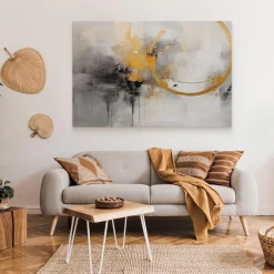 Obraz Czarno-Żółty Abstrakcyjny Malunek 30x20cm