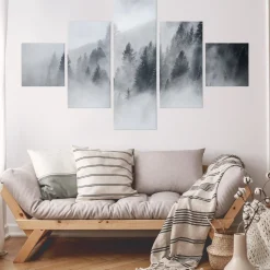 Obraz 5-Częściowy Mglisty Las Pejzaż 3D 150x90cm