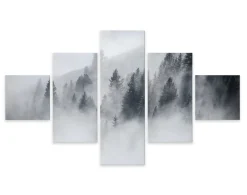 Obraz 5-Częściowy Mglisty Las Pejzaż 3D 150x90cm
