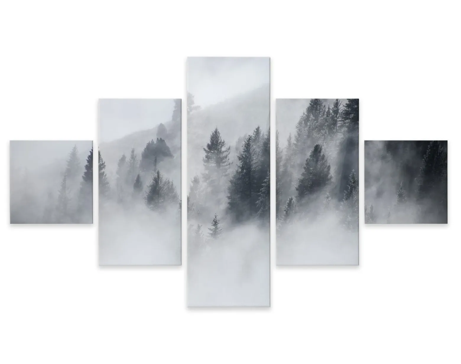 Obraz 5-Częściowy Mglisty Las Pejzaż 3D 150x90cm
