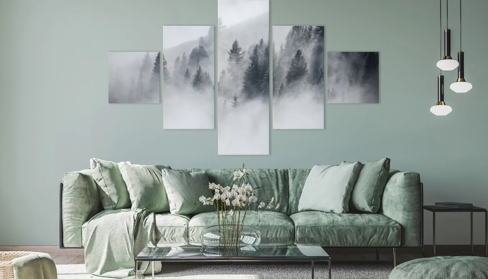 Obraz 5-Częściowy Mglisty Las Pejzaż 3D 150x90cm