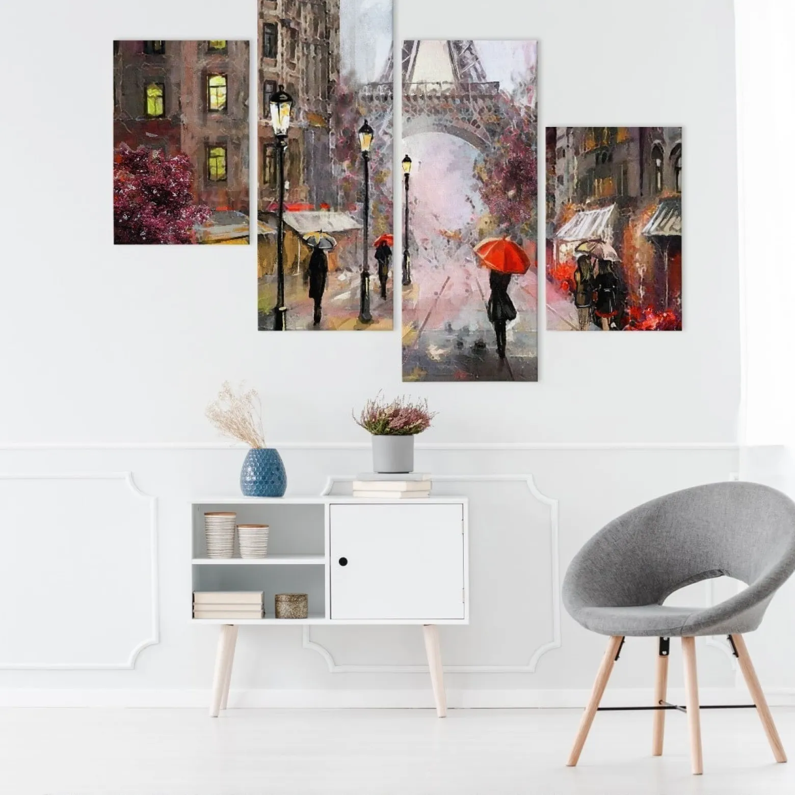Obraz 4-Częściowy PARYŻ Ulica Pejzaż 3D 80x50cm