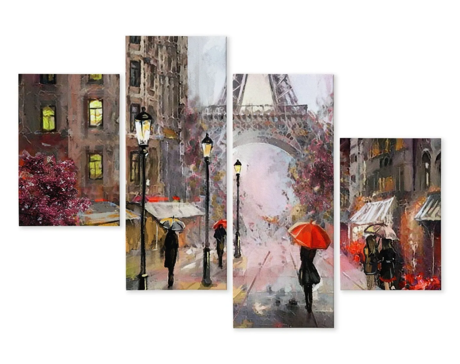 Obraz 4-Częściowy PARYŻ Ulica Pejzaż 3D 80x50cm