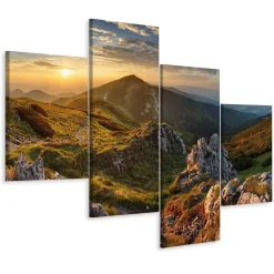 Obraz 4 Częściowy PEJZAŻ GÓRSKI Natura 3D 80x50cm