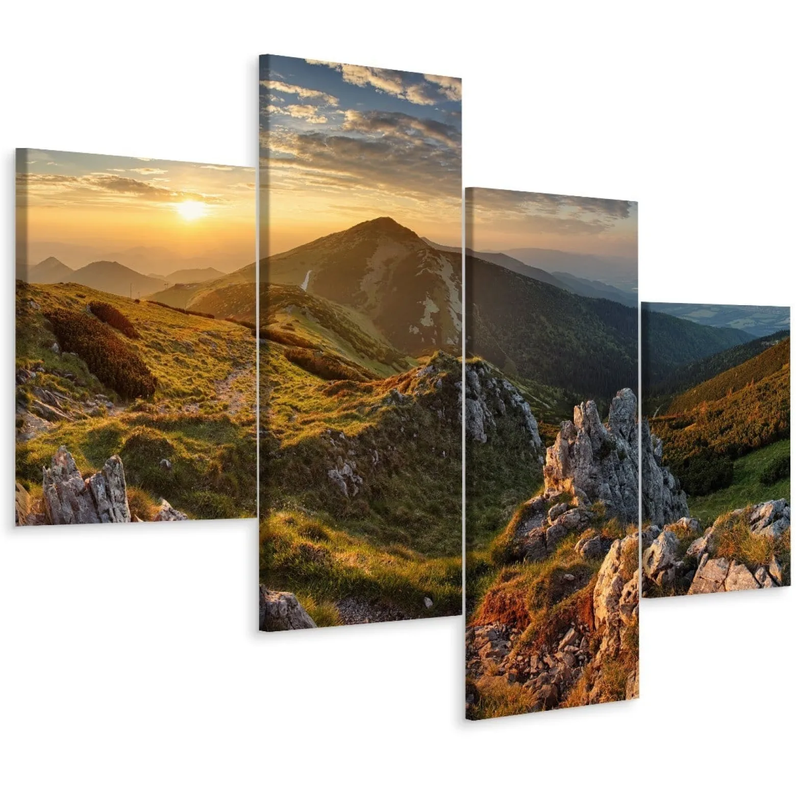 Obraz 4 Częściowy PEJZAŻ GÓRSKI Natura 3D 80x50cm