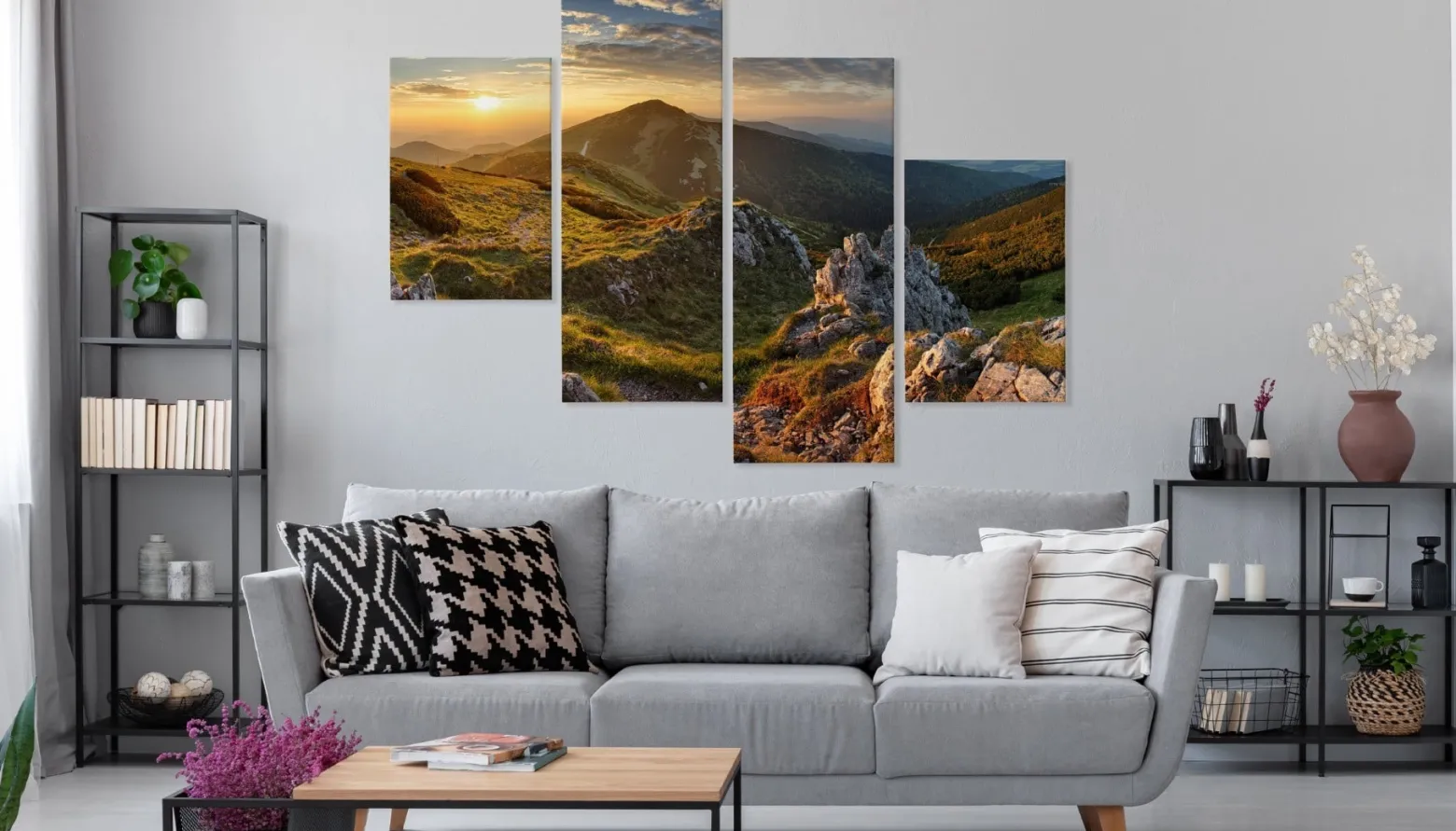 Obraz 4 Częściowy PEJZAŻ GÓRSKI Natura 3D 80x50cm