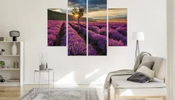 Obraz 4-Częściowy Pole LAWENDY Pejzaż 3D 80x60cm