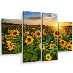 Obraz 4-Częściowy SŁONECZNIKOWE Pole 3D 80x60cm