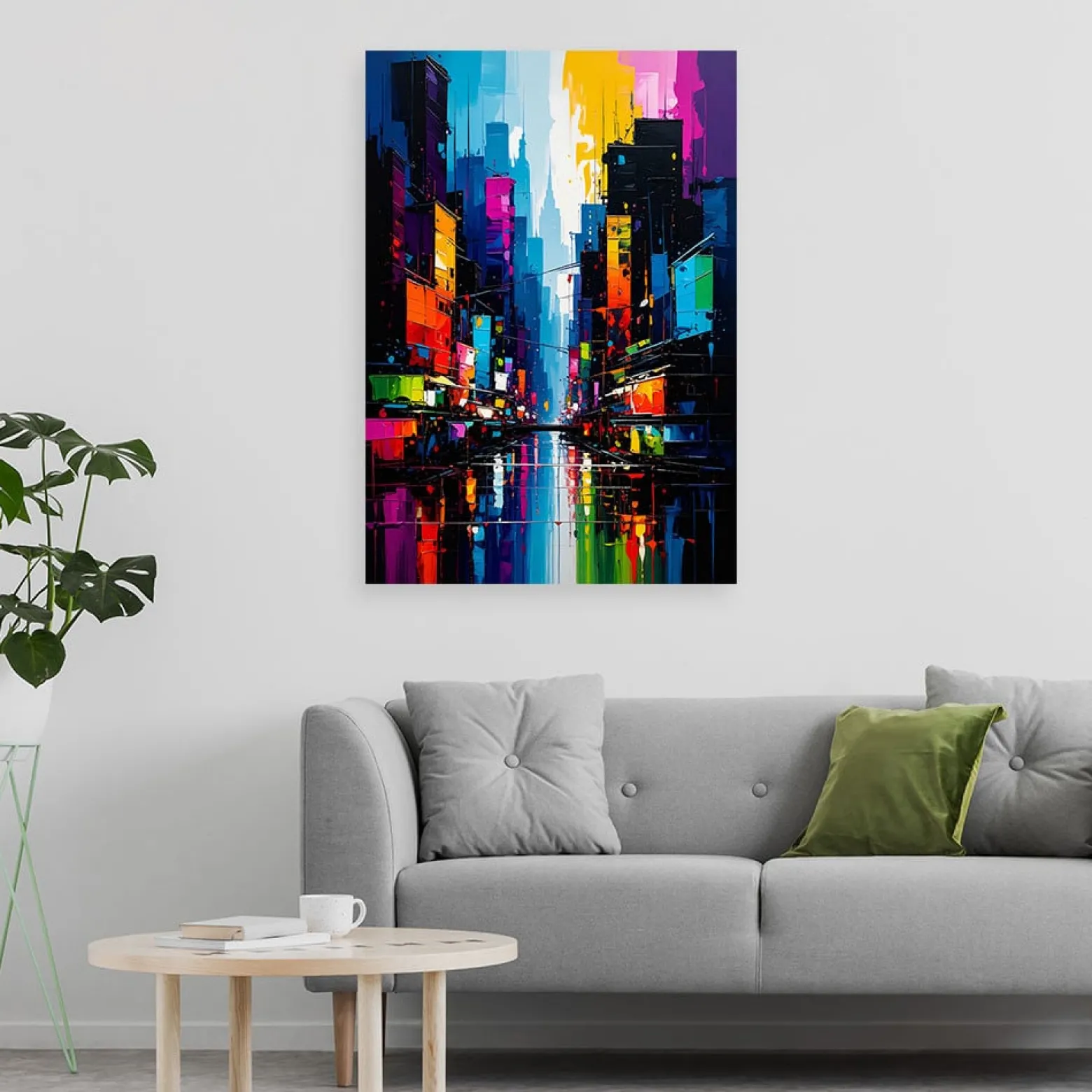 Obraz do biura salonu, Kolorowe Miasto Abstrakcja 20x30