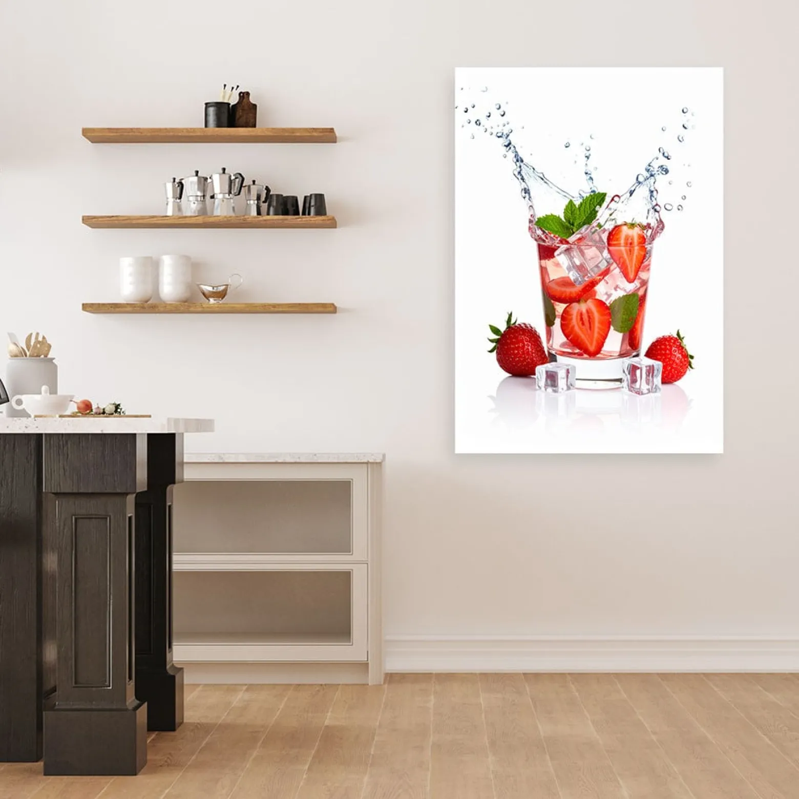 Obraz do kuchni baru, Koktajl truskawkowy owoce 20x30