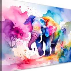 Obraz do pokoju dziecka, Kolorowy Słoń Safari Akwarela 30x20