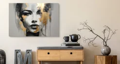 Obraz Do Salonu Abstrakcyjny Złoty Portret 30x20cm