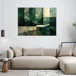 Obraz do salonu sypialni biura, Abstrakcja Architektura zielony 30x20