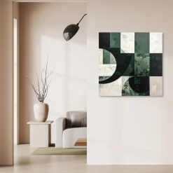 Obraz do salonu sypialni biura loftu, Zielona geometryczna 20x20