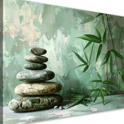 Obraz do salonu sypialni biura, Kamienie zen spa bambus imitacja 30x20
