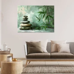 Obraz do salonu sypialni biura, Kamienie zen spa bambus imitacja 30x20