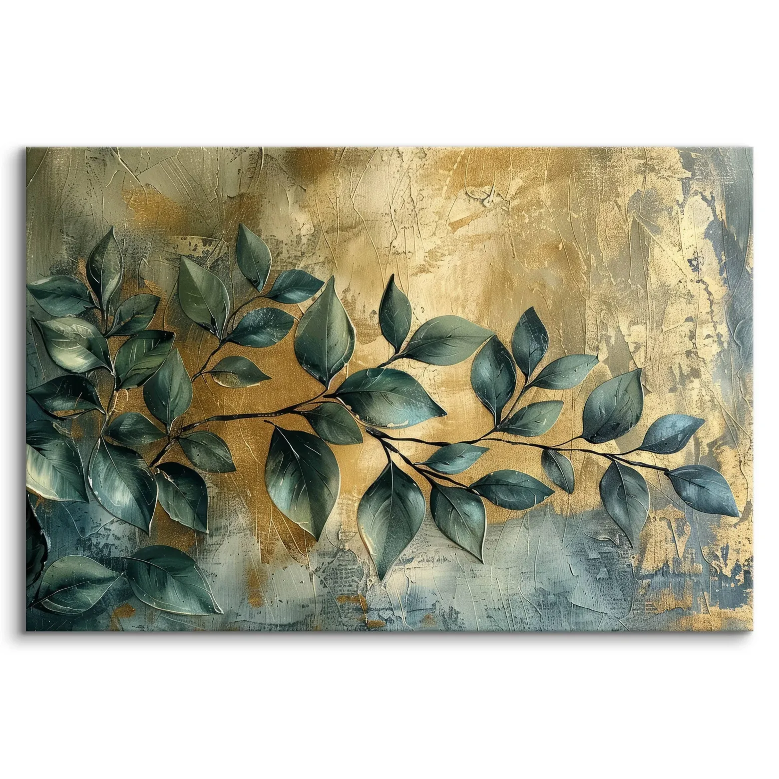 Obraz Liście Gałązki Elementy Złota Styl Glamour 30x20cm