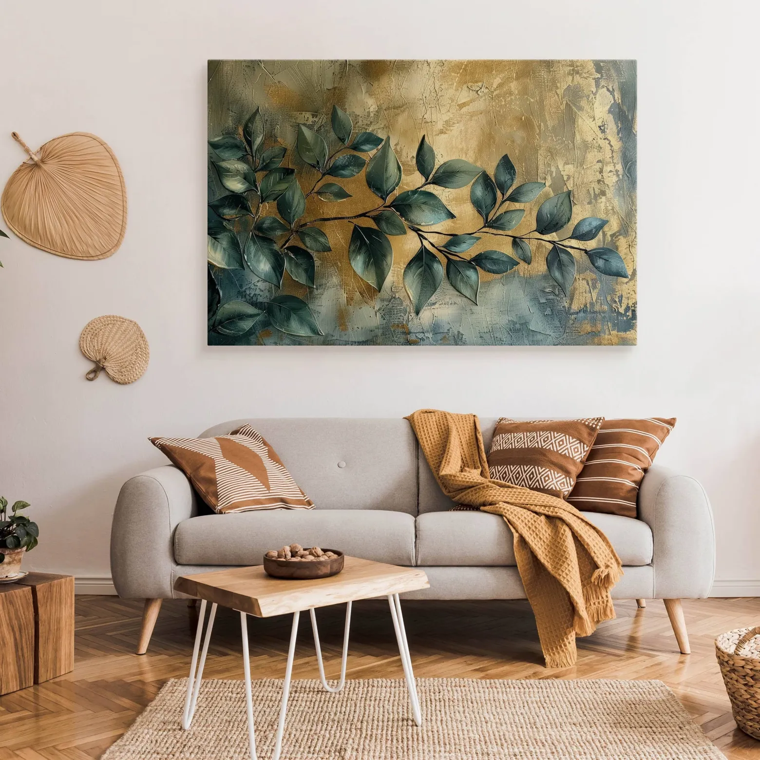 Obraz Liście Gałązki Elementy Złota Styl Glamour 30x20cm