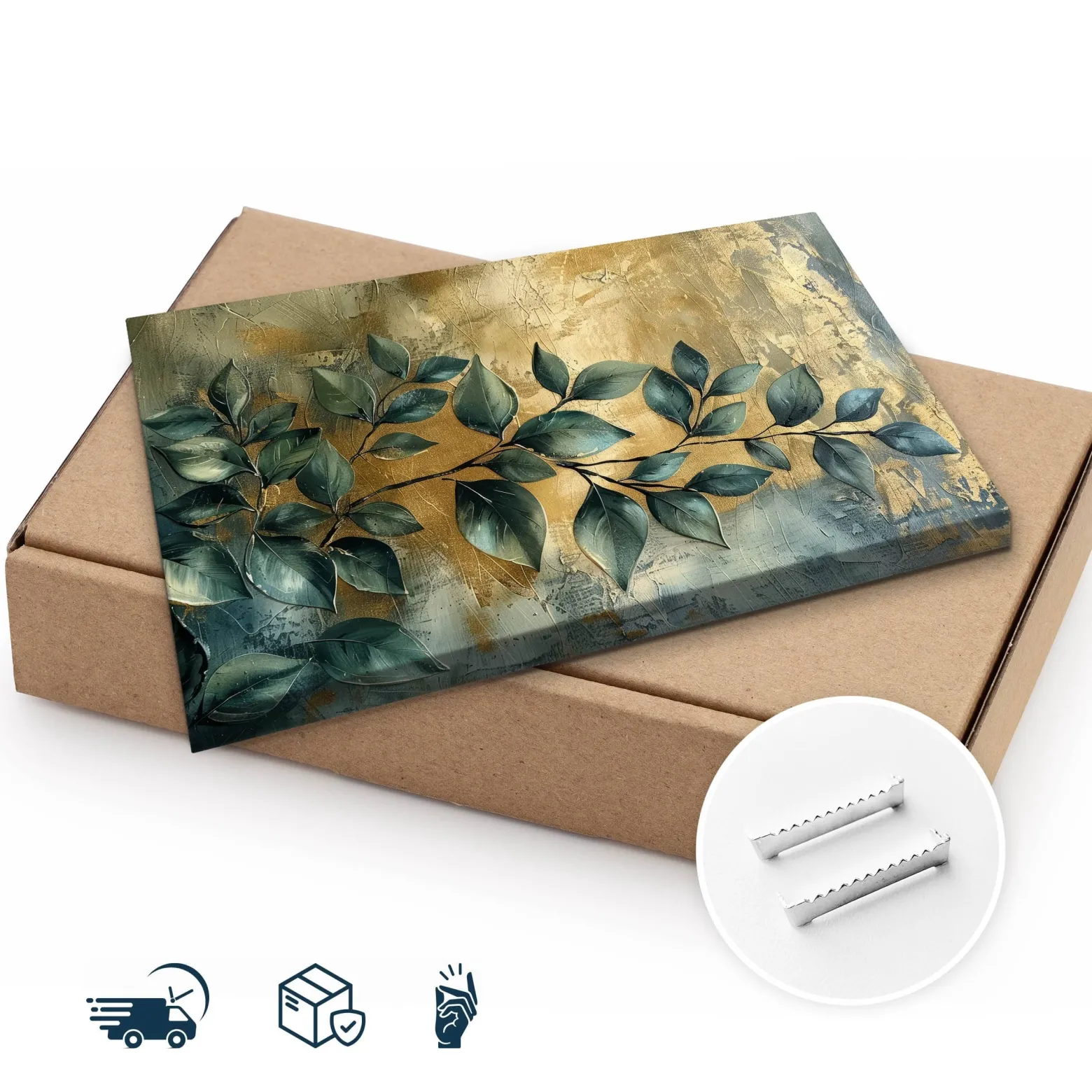 Obraz Liście Gałązki Elementy Złota Styl Glamour 30x20cm