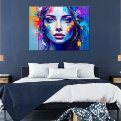 Obraz nowoczesny do salonu sypialni, Kolorowy Portret Twarz Kobiety 30x20