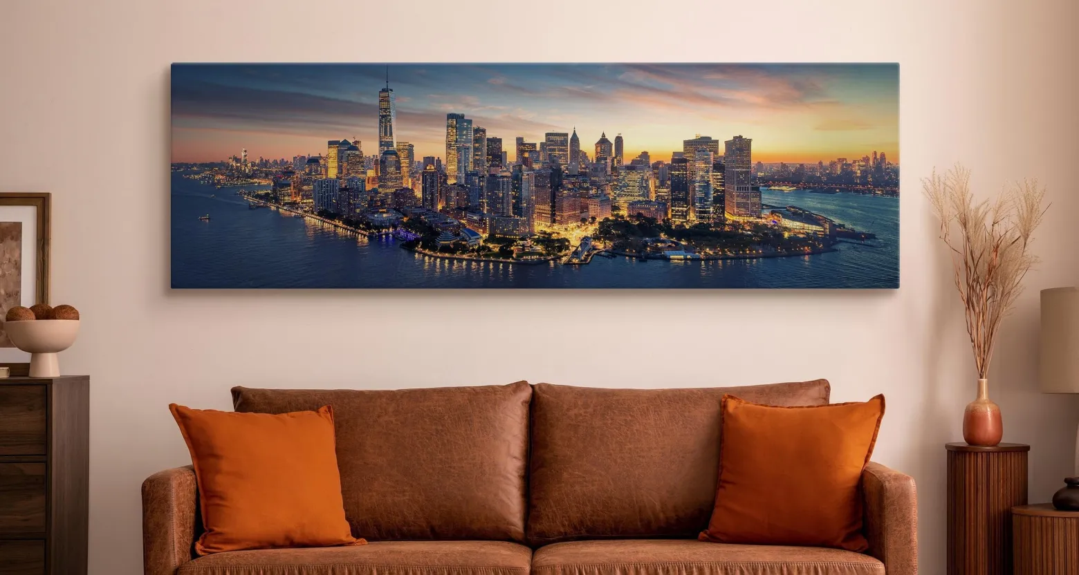 Obraz Panoramiczny Wieczorna Panorama Nowego Yorku 145x45cm