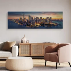 Obraz Panoramiczny Wieczorna Panorama Nowego Yorku 145x45cm