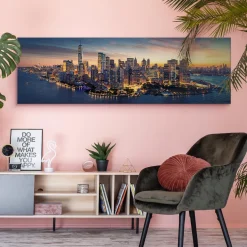 Obraz Panoramiczny Wieczorna Panorama Nowego Yorku 145x45cm
