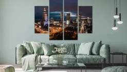 Obraz Tetraptyk Panorama centrum Warszawy nocą 80x60cm