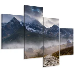 Obraz Tetraptyk TATRY we Mgle Krajobraz 3D 80x50cm