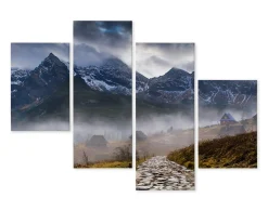 Obraz Tetraptyk TATRY we Mgle Krajobraz 3D 80x50cm