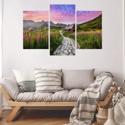 Obraz TRYPTYK Tatry Rośliny Ścieżka Pejzaż 60x40cm