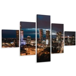 Obraz Wieloczęściowy Warszawa Nocą Miasto 3D 150x90cm