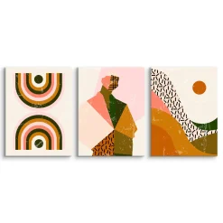 OBRAZY SET STYL BOHO ABSTRAKCJA PORTRET MINIMALIZM 90x40cm