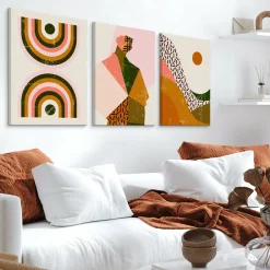 OBRAZY SET STYL BOHO ABSTRAKCJA PORTRET MINIMALIZM 90x40cm