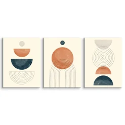 OBRAZY SET FIGURY GEOMETRYCZNE STYL BOHO MINIMALIZM 90x40cm