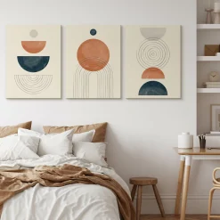 OBRAZY SET FIGURY GEOMETRYCZNE STYL BOHO MINIMALIZM 90x40cm