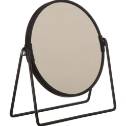 Okrągłe lusterko kosmetyczne na stojaku metalowe czarne dwustronne 17 cm