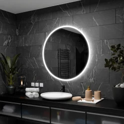 Okrągłe Lustro Łazienkowe Led Delhi Z Zimnym Podświetleniem Led - 50Cm