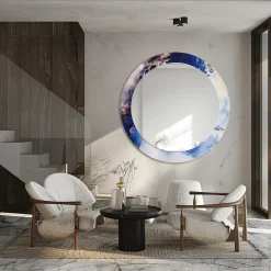Okrągłe lustro na niebieskim marmurze - MARBLE IRIS
