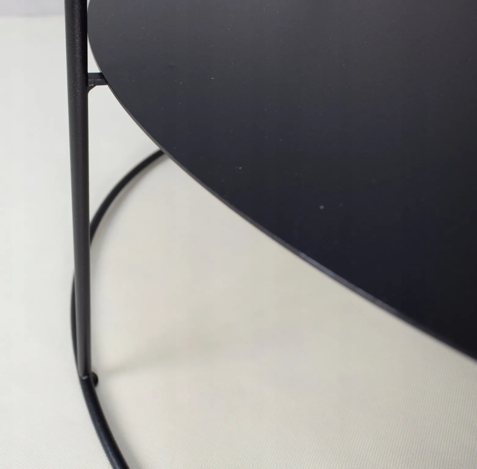 Okrągły Stolik Kawowy z Półką Salon Loft Metal 75x75x43 Czarny+Beton Jasny