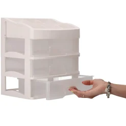 Organizer na kosmetyki 31x26,5x19,5 cm mleczny pojemnik na biżuterię
