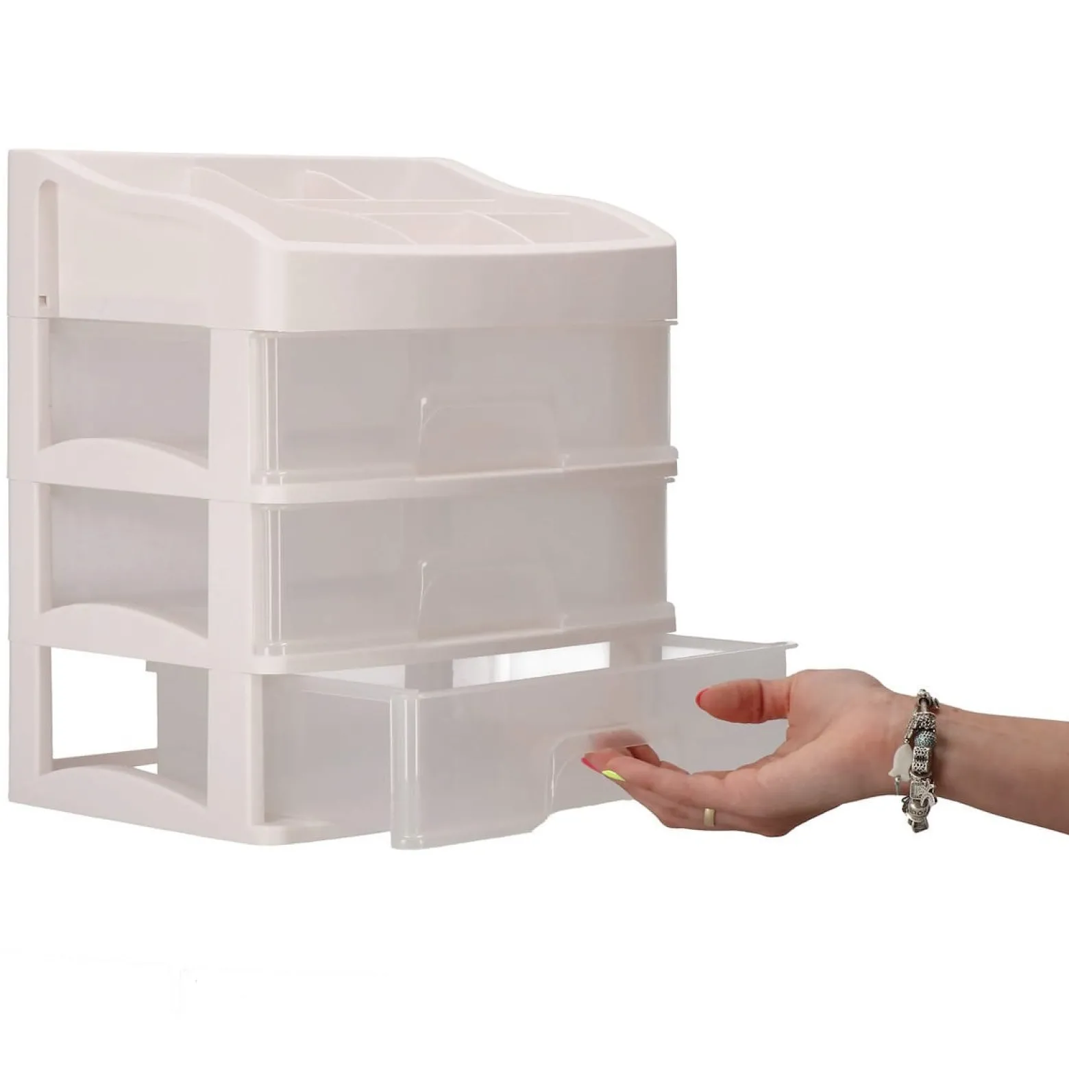 Organizer na kosmetyki 31x26,5x19,5 cm mleczny pojemnik na biżuterię