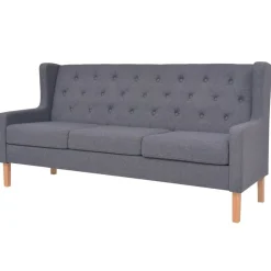 3-osobowa sofa tapicerowana tkaniną, szara