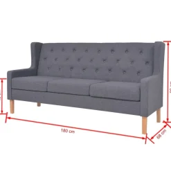 3-osobowa sofa tapicerowana tkaniną, szara
